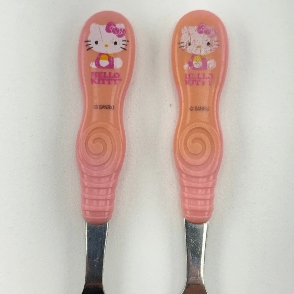Sanrio Hello Kitty Zak Designs Toddler Fork and Spoon Set Pink Stainless Steel